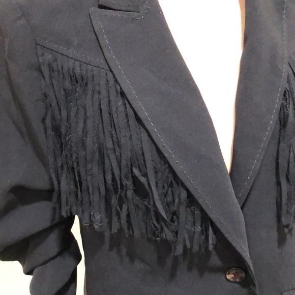 Cinq A Sept Altered Dani Fringe Blazer Size 4 Black - Picture 3 of 13